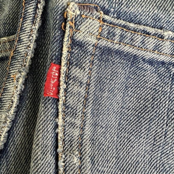 VTG 70s Mens Levi's 505-0217 Blue Jeans 32x34 Single Stitch #5 Btn Talon Repairs - Picture 4 of 16